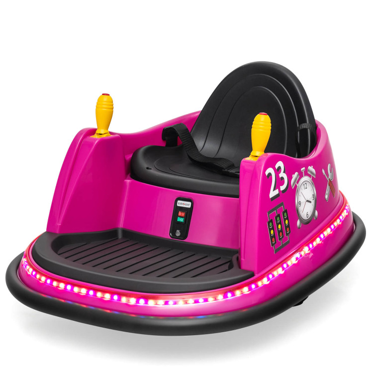6V Battery Powered Kids Ride On Bumper Car with Remote Control-PinkCostway Gallery View 1 of 9