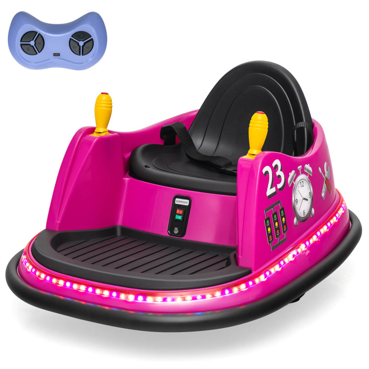 6V Battery Powered Kids Ride On Bumper Car with Remote Control-PinkCostway Gallery View 9 of 9
