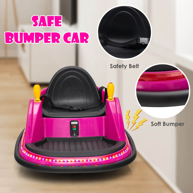 6V Battery Powered Kids Ride On Bumper Car with Remote Control-PinkCostway Gallery View 8 of 9