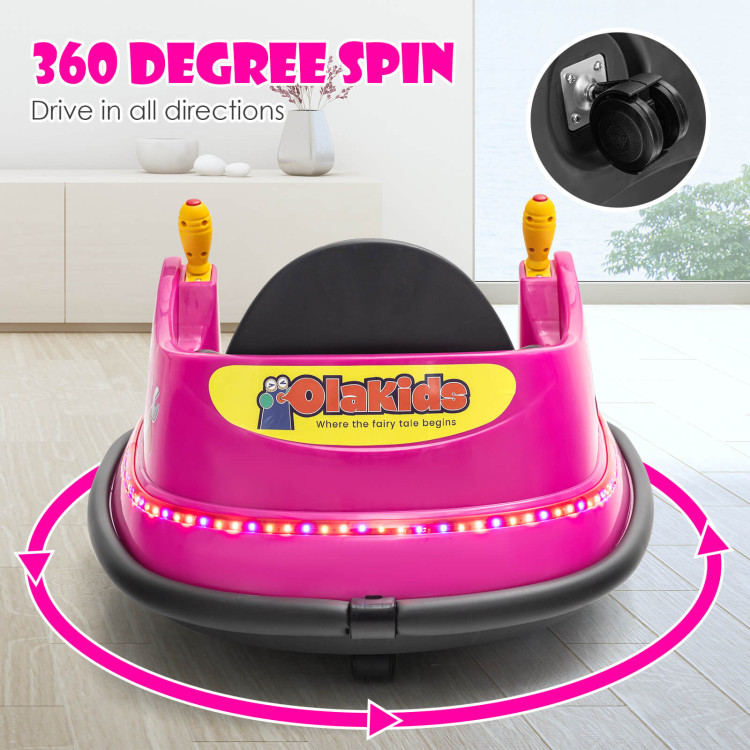 6V Battery Powered Kids Ride On Bumper Car with Remote Control-PinkCostway Gallery View 6 of 9