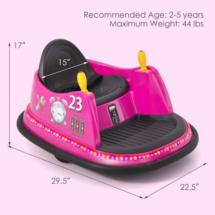6V Battery Powered Kids Ride On Bumper Car with Remote Control-PinkCostway Gallery View 4 of 9
