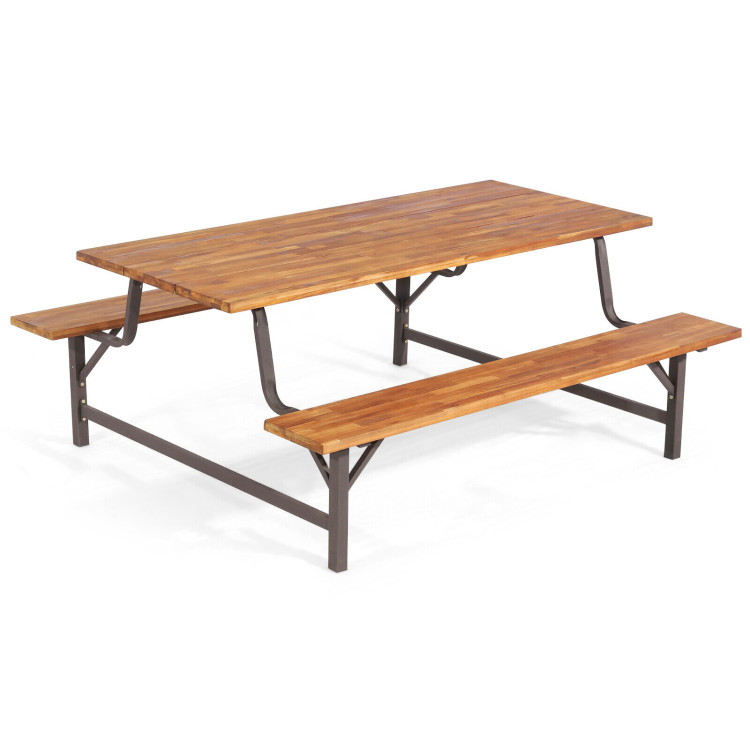 6-Person Outdoor Picnic Table and Bench Set with 2 Inch Umbrella HoleCostway Gallery View 1 of 8