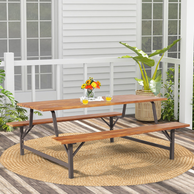 6-Person Outdoor Picnic Table and Bench Set with 2 Inch Umbrella HoleCostway Gallery View 6 of 8