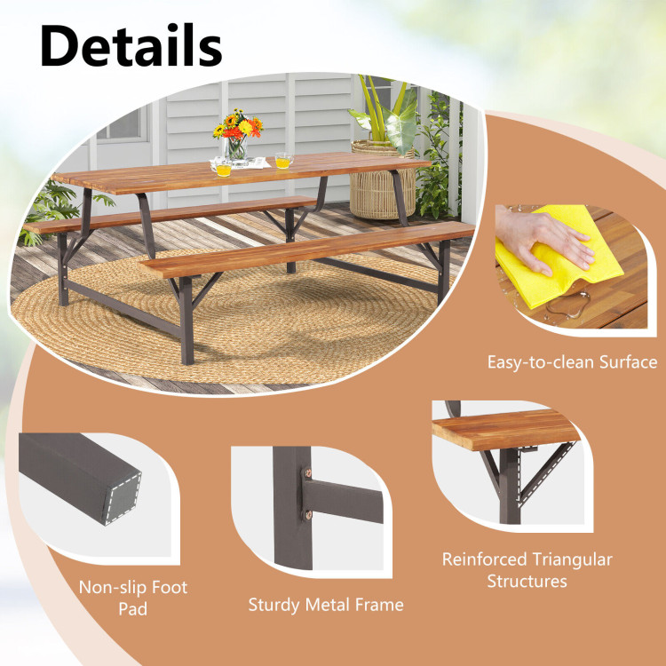 6-Person Outdoor Picnic Table and Bench Set with 2 Inch Umbrella HoleCostway Gallery View 7 of 8