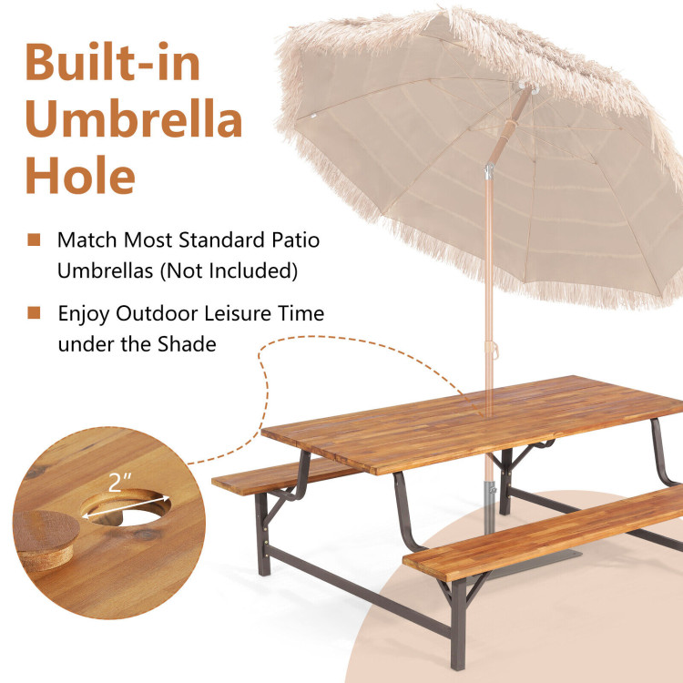 6-Person Outdoor Picnic Table and Bench Set with 2 Inch Umbrella HoleCostway Gallery View 8 of 8
