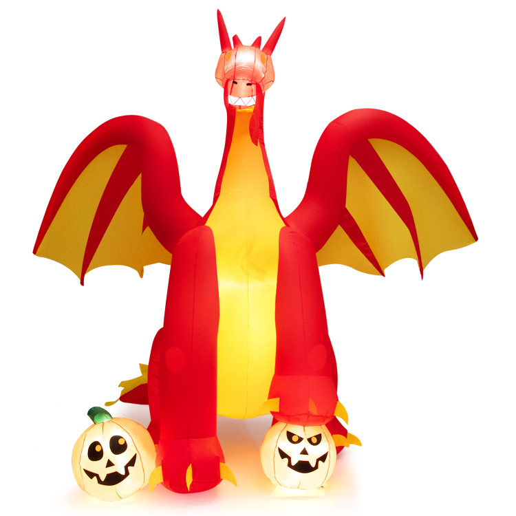 10 Feet Outdoor Halloween Decor Giant Inflatable Animated Fire Dragon with Built-in LED LightsCostway Gallery View 1 of 11