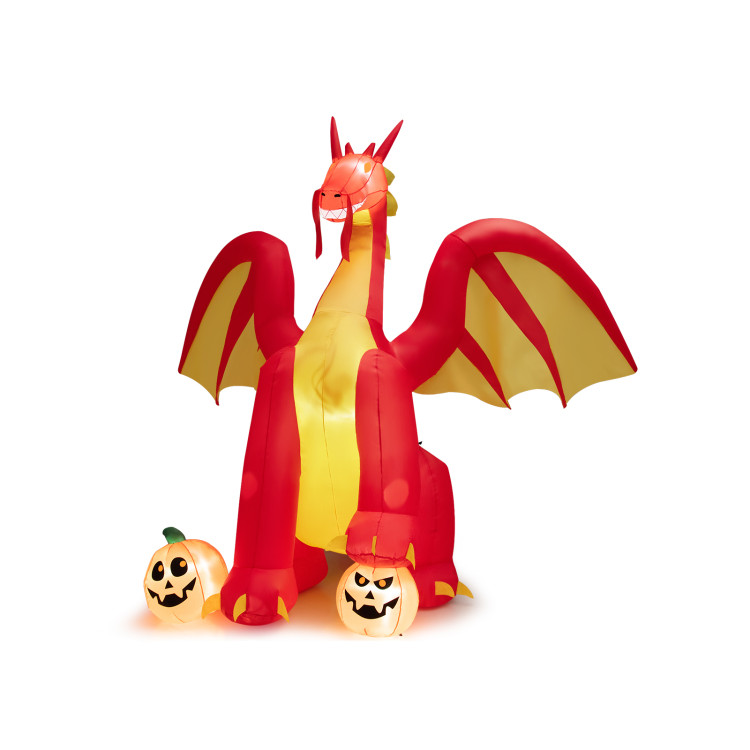 10 Feet Outdoor Halloween Decor Giant Inflatable Animated Fire Dragon with Built-in LED LightsCostway Gallery View 4 of 11
