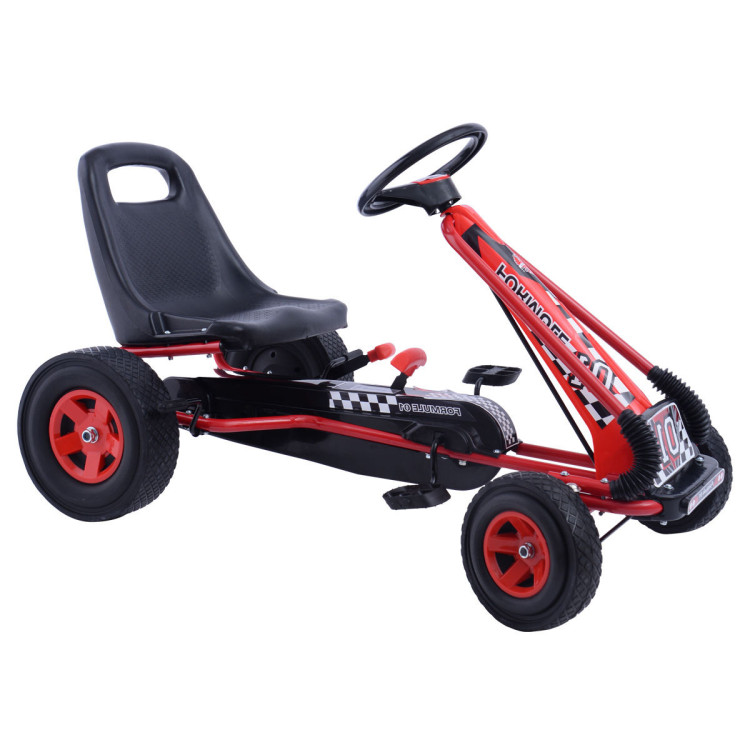 4 Wheels Kids Ride On Pedal Powered Bike Go Kart Racer Car Outdoor Play Toy-RedCostway Gallery View 1 of 11