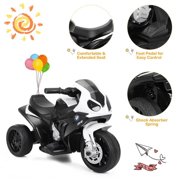 6V Kids 3 Wheels Riding BMW Licensed Electric Motorcycle-BlackCostway Gallery View 7 of 8