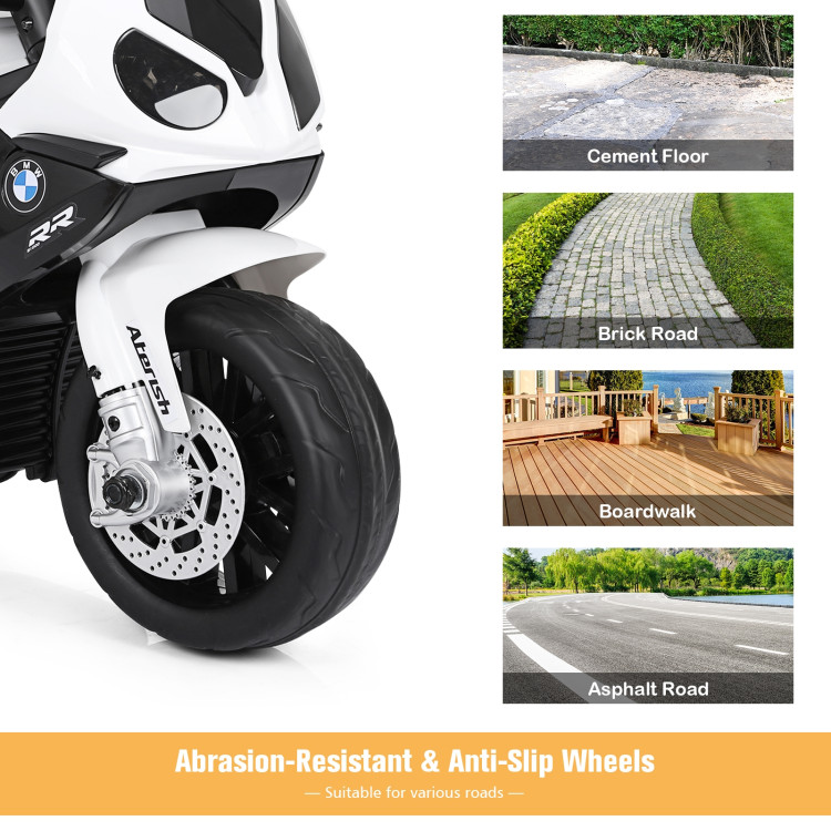 6V Kids 3 Wheels Riding BMW Licensed Electric Motorcycle-BlackCostway Gallery View 5 of 8