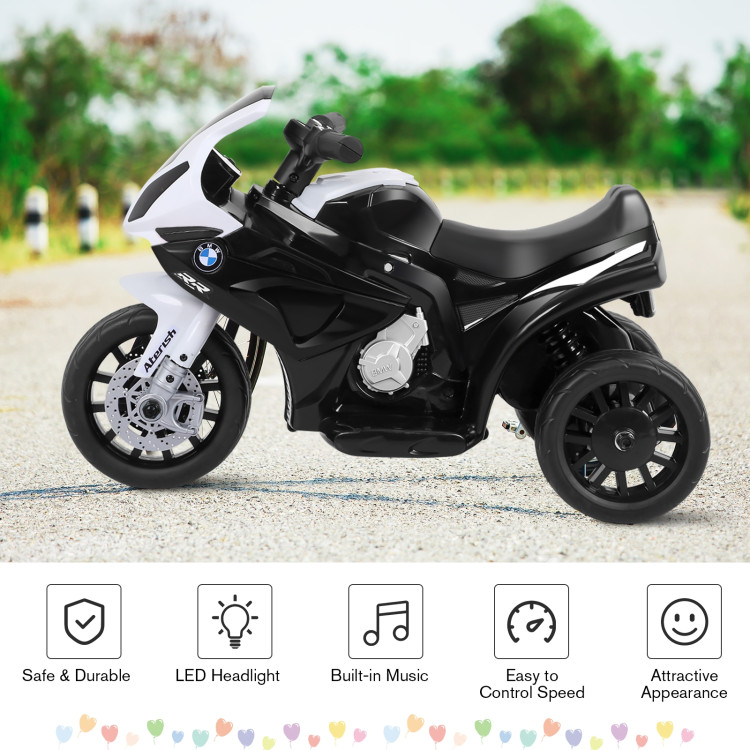 6V Kids 3 Wheels Riding BMW Licensed Electric Motorcycle-BlackCostway Gallery View 2 of 8