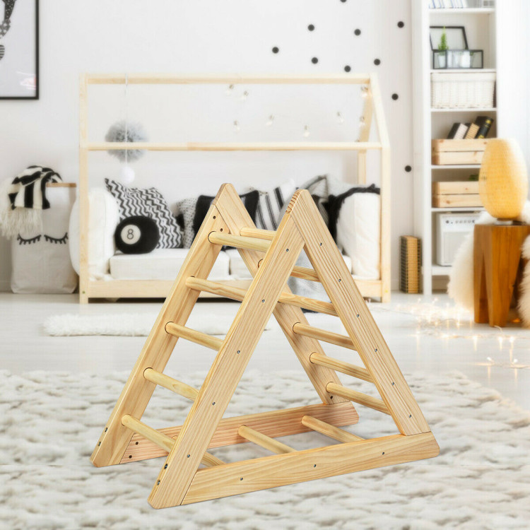 Wooden Climbing Pikler Triangle Ladder for Toddler Step TrainingCostway Gallery View 2 of 12