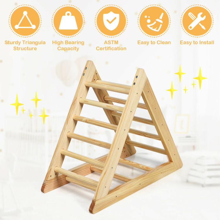 Wooden Climbing Pikler Triangle Ladder for Toddler Step TrainingCostway Gallery View 3 of 12