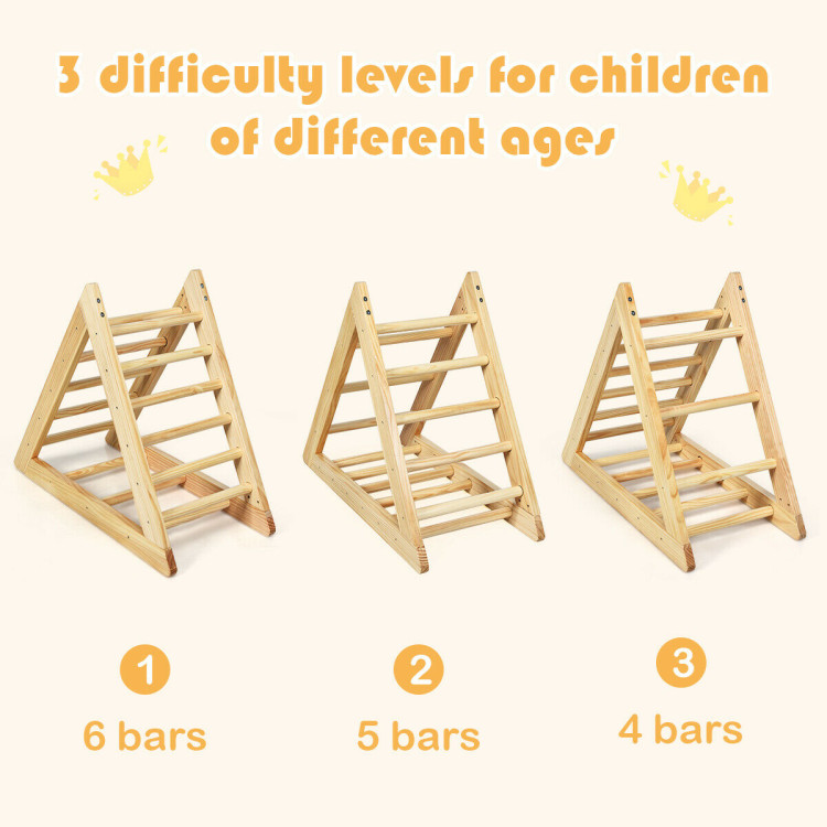 Wooden Climbing Pikler Triangle Ladder for Toddler Step TrainingCostway Gallery View 10 of 12