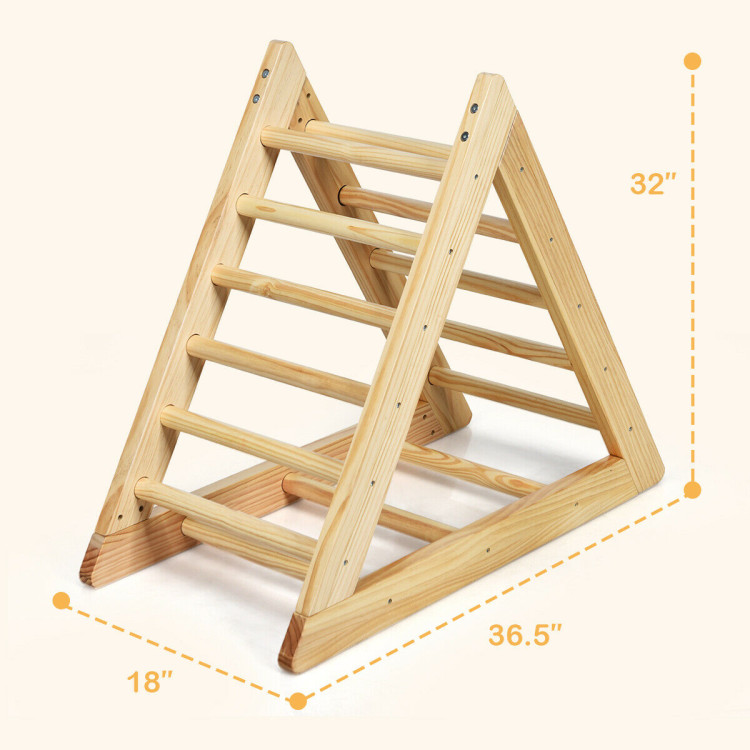 Wooden Climbing Pikler Triangle Ladder for Toddler Step TrainingCostway Gallery View 4 of 12