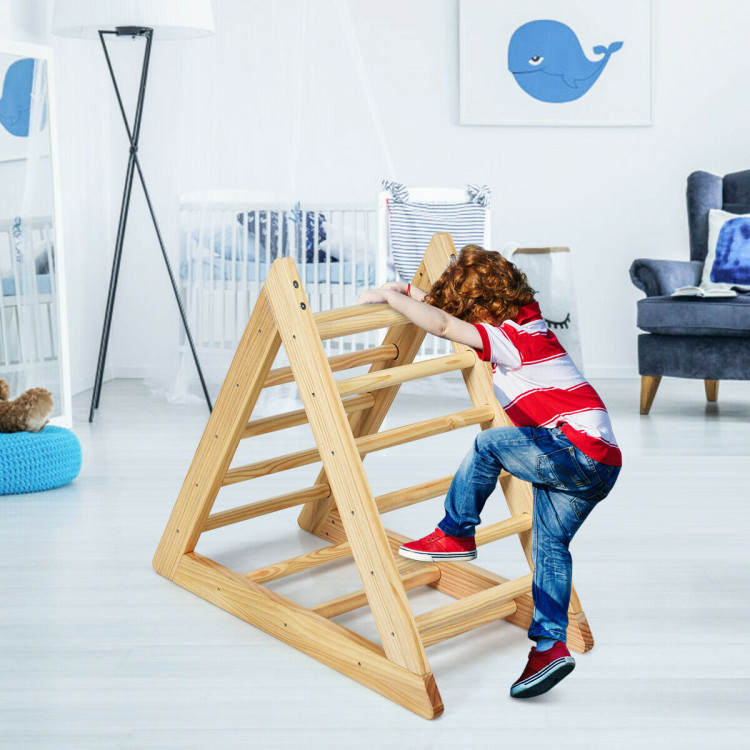 Wooden Climbing Pikler Triangle Ladder for Toddler Step TrainingCostway Gallery View 6 of 12
