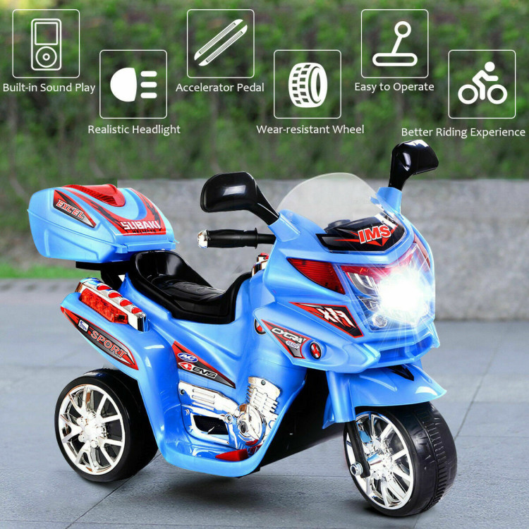 20-day Presell 3 Wheel Kids Ride On Motorcycle 6V Battery Powered Electric Toy Power Bicyle New-BlueCostway Gallery View 4 of 10