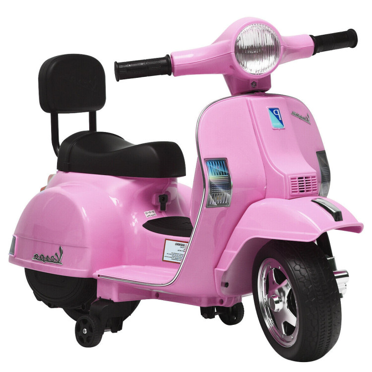6V Kids Ride On Vespa Scooter Motorcycle for Toddler-PinkCostway Gallery View 1 of 12