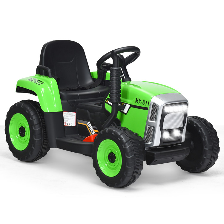 12V Ride on Tractor with 3-Gear-Shift Ground Loader for Kids 3+ Years Old-GreenCostway Gallery View 9 of 11