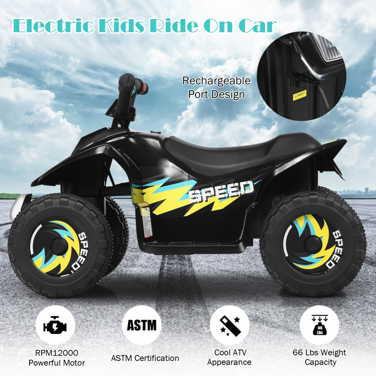 6V Kids Electric ATV 4 Wheels Ride-On Toy -BlackCostway Gallery View 3 of 11