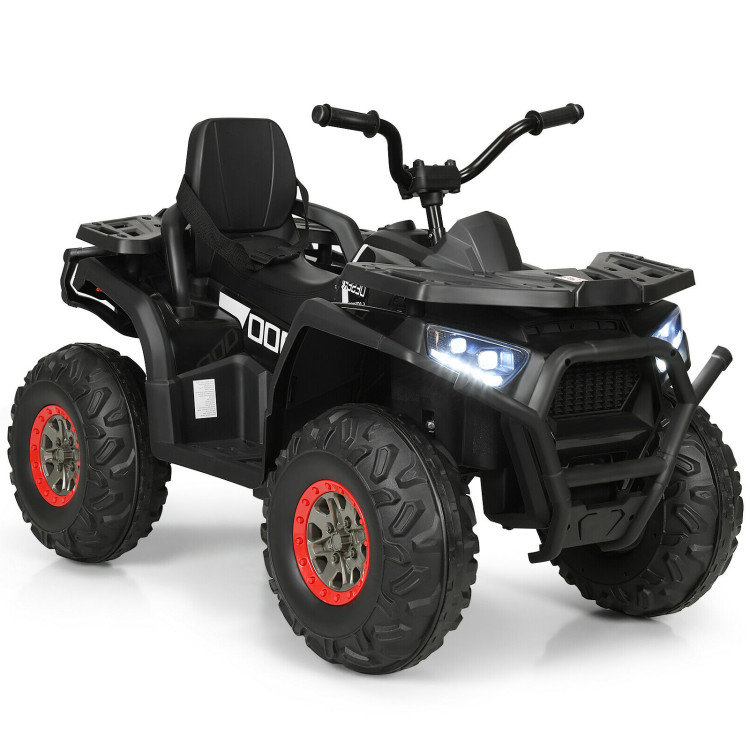 12 V Kids Electric 4-Wheeler ATV Quad with MP3 and LED Lights-BlackCostway Gallery View 1 of 12