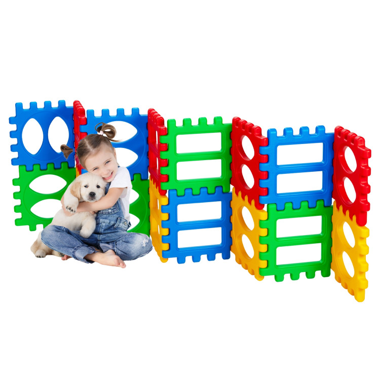 32 Pieces Big Waffle Block Set Kids Educational Stacking Building ToyCostway Gallery View 9 of 12