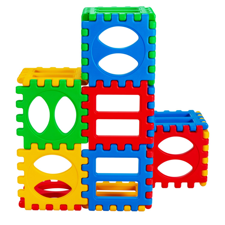 32 Pieces Big Waffle Block Set Kids Educational Stacking Building ToyCostway Gallery View 7 of 12