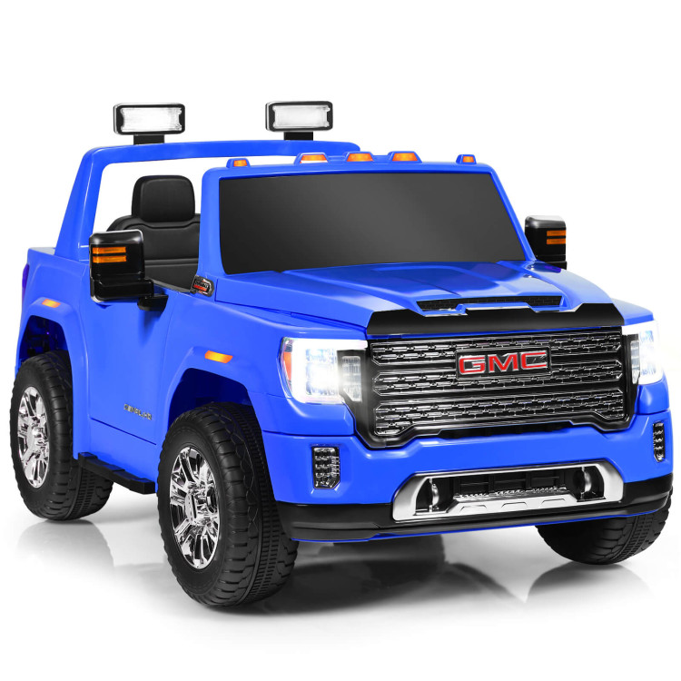 12V 2-Seater Licensed GMC Kids Ride On Truck RC Electric Car with Storage Box-BlueCostway Gallery View 1 of 13