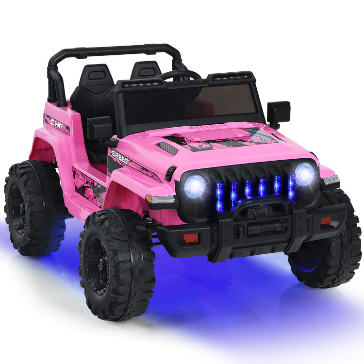 12V Kids Ride-on Jeep Car with 2.4G Remote Control-PinkCostway Gallery View 1 of 7