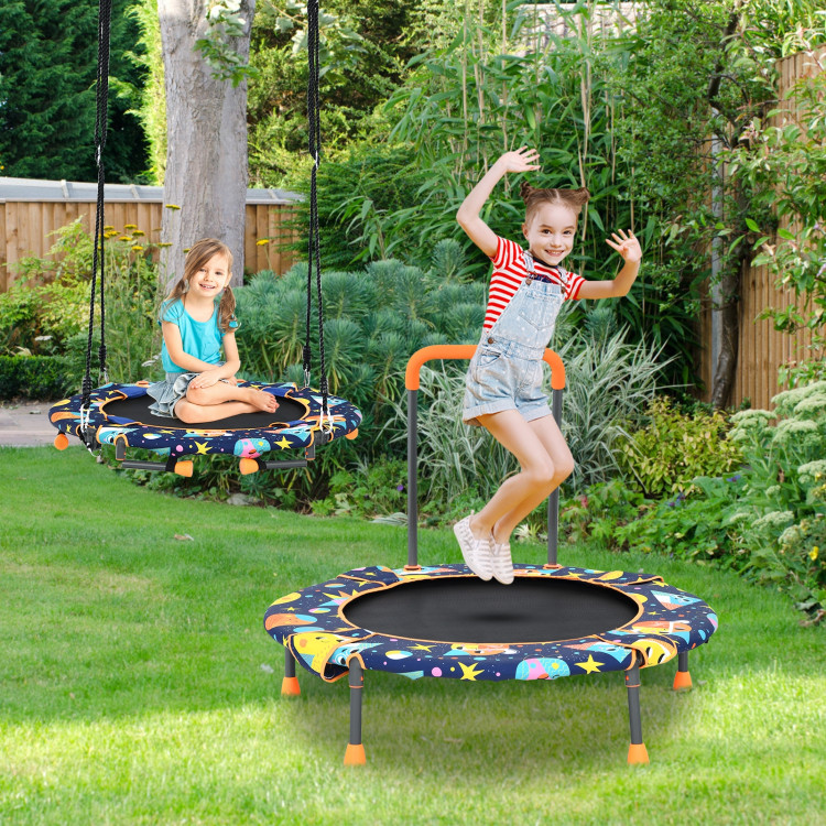 Convertible Swing and Trampoline Set with Upholstered HandrailCostway Gallery View 1 of 13