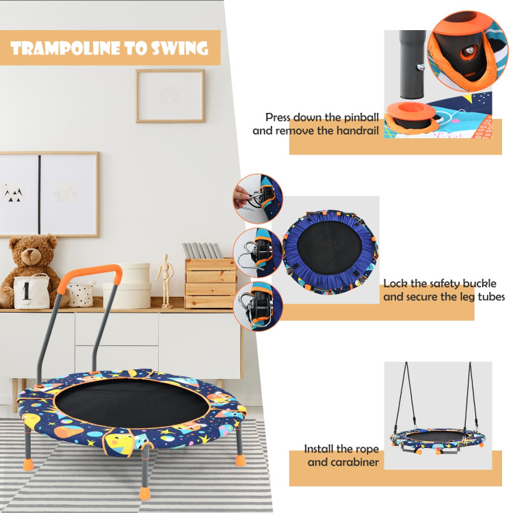 Convertible Swing and Trampoline Set with Upholstered HandrailCostway Gallery View 12 of 13