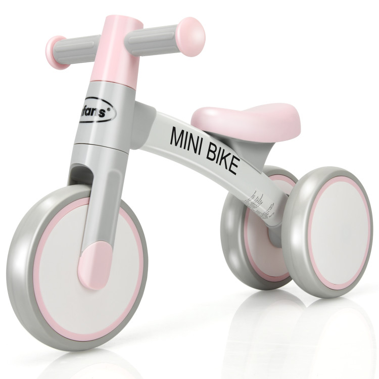 Indoor Outdoor Kids Riding Balance Bike with Silent Wheels-PinkCostway Gallery View 4 of 10