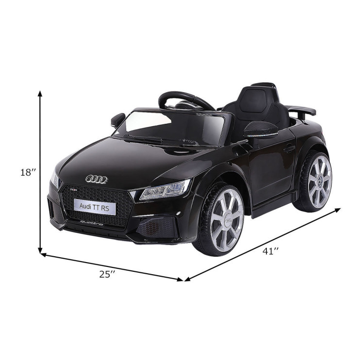 12V Audi TT RS Electric Remote Control MP3 Kids Riding Car-BlackCostway Gallery View 7 of 12