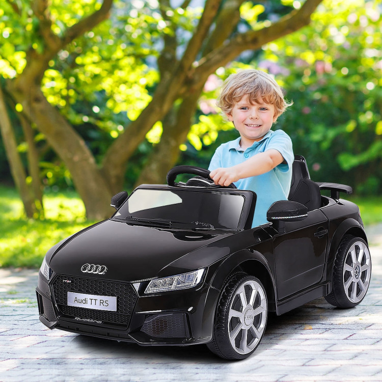 12V Audi TT RS Electric Remote Control MP3 Kids Riding Car-BlackCostway Gallery View 2 of 12