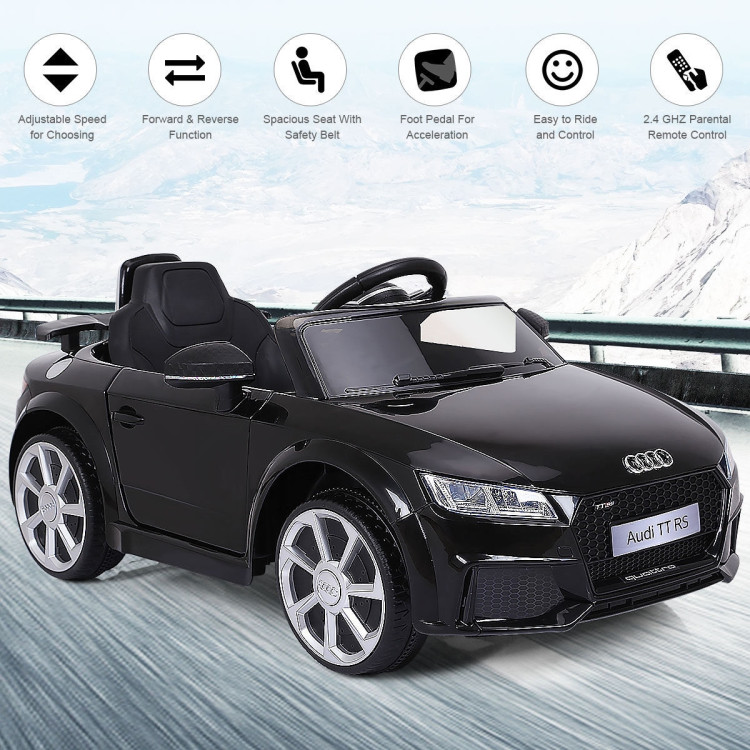 12V Audi TT RS Electric Remote Control MP3 Kids Riding Car-BlackCostway Gallery View 10 of 12