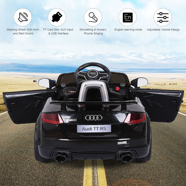 12V Audi TT RS Electric Remote Control MP3 Kids Riding Car-BlackCostway Gallery View 12 of 12