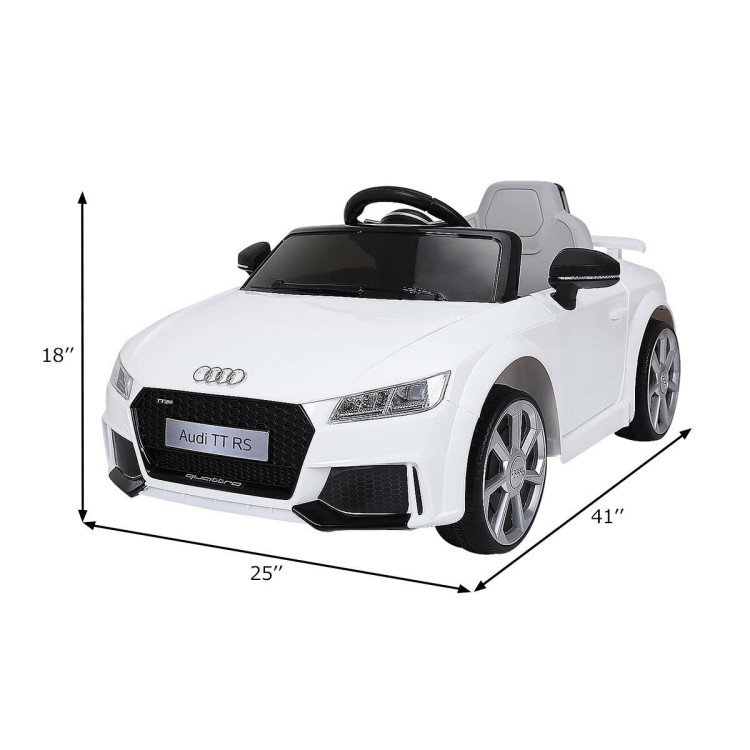 12V Audi TT RS Electric Remote Control MP3 Kids Riding Car-WhiteCostway Gallery View 7 of 13