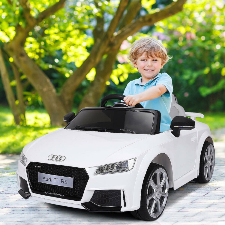12V Audi TT RS Electric Remote Control MP3 Kids Riding Car-WhiteCostway Gallery View 2 of 13