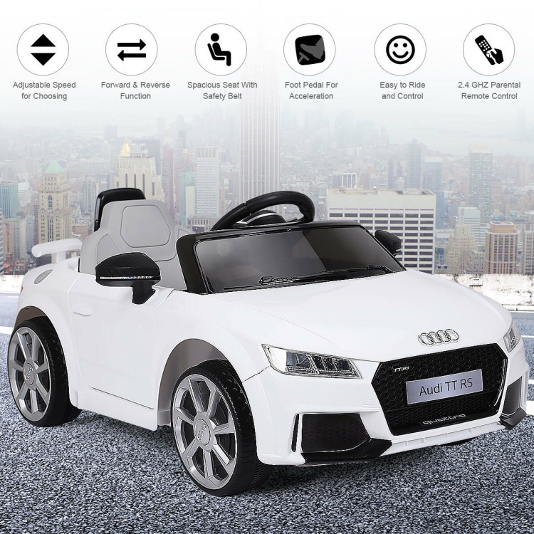 12V Audi TT RS Electric Remote Control MP3 Kids Riding Car-WhiteCostway Gallery View 12 of 13