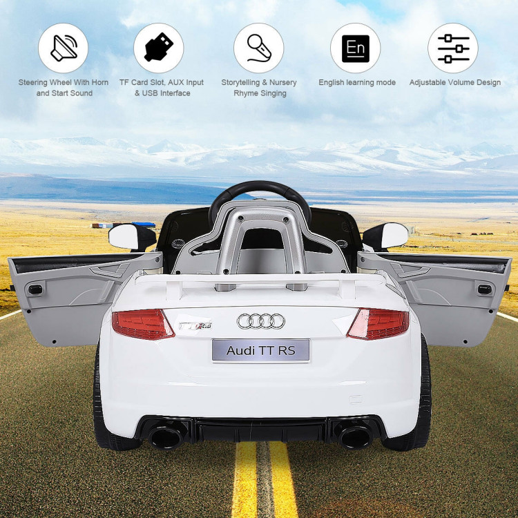 12V Audi TT RS Electric Remote Control MP3 Kids Riding Car-WhiteCostway Gallery View 13 of 13