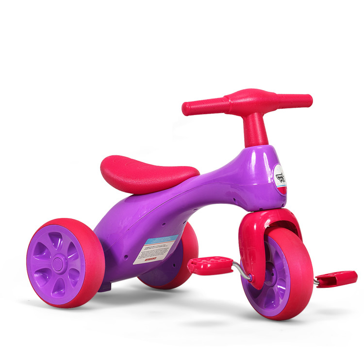 2 in 1 Toddler Tricycle Balance Bike Scooter Kids Riding Toys w/ Sound & Storage-PurpleCostway Gallery View 1 of 11