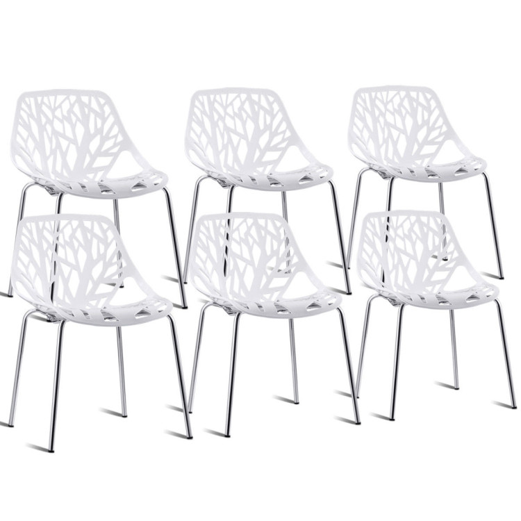 Set of 6 Accent Armless Modern Dining Chairs with Plastic Feet PadsCostway Gallery View 6 of 11