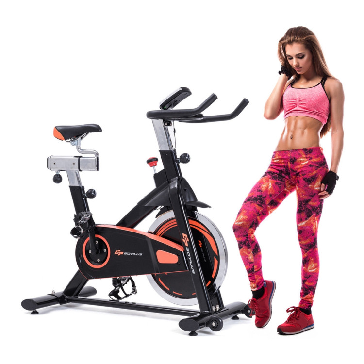 Indoor Fixed Aerobic Fitness Exercise Bicycle with Flywheel and LCD DisplayCostway Gallery View 2 of 9