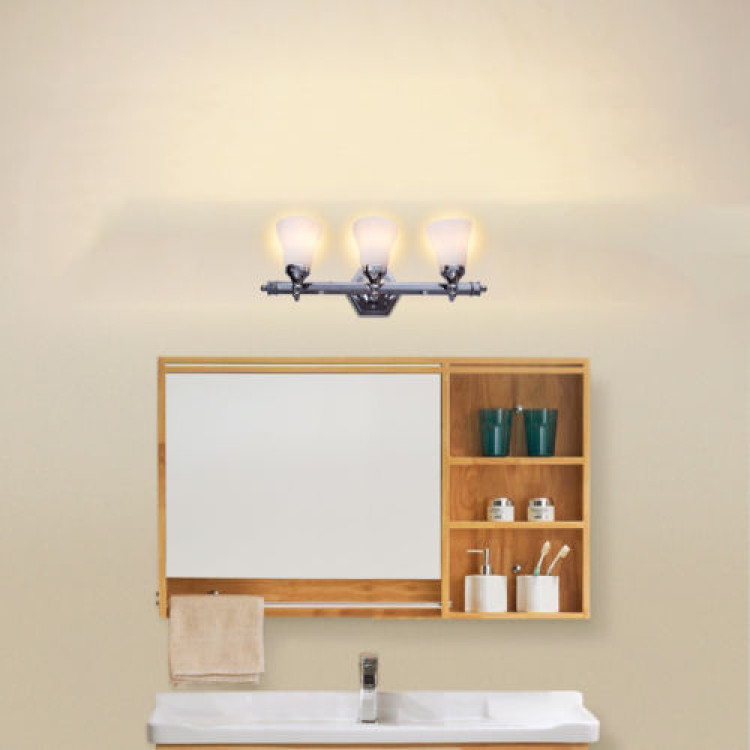 24 Inch 3-Light LED Vanity Fixture Polished Chrome Wall SconcesCostway Gallery View 3 of 9