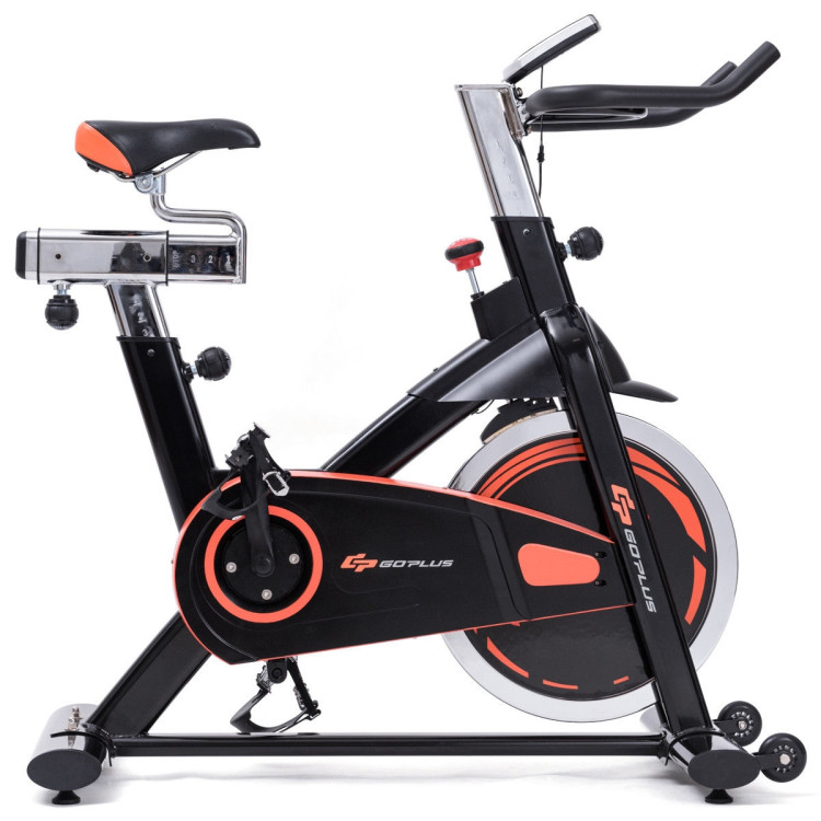 Indoor Fixed Aerobic Fitness Exercise Bicycle with Flywheel and LCD DisplayCostway Gallery View 5 of 9