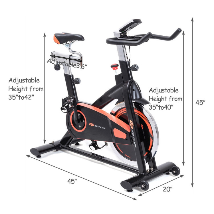 Indoor Fixed Aerobic Fitness Exercise Bicycle with Flywheel and LCD DisplayCostway Gallery View 4 of 9