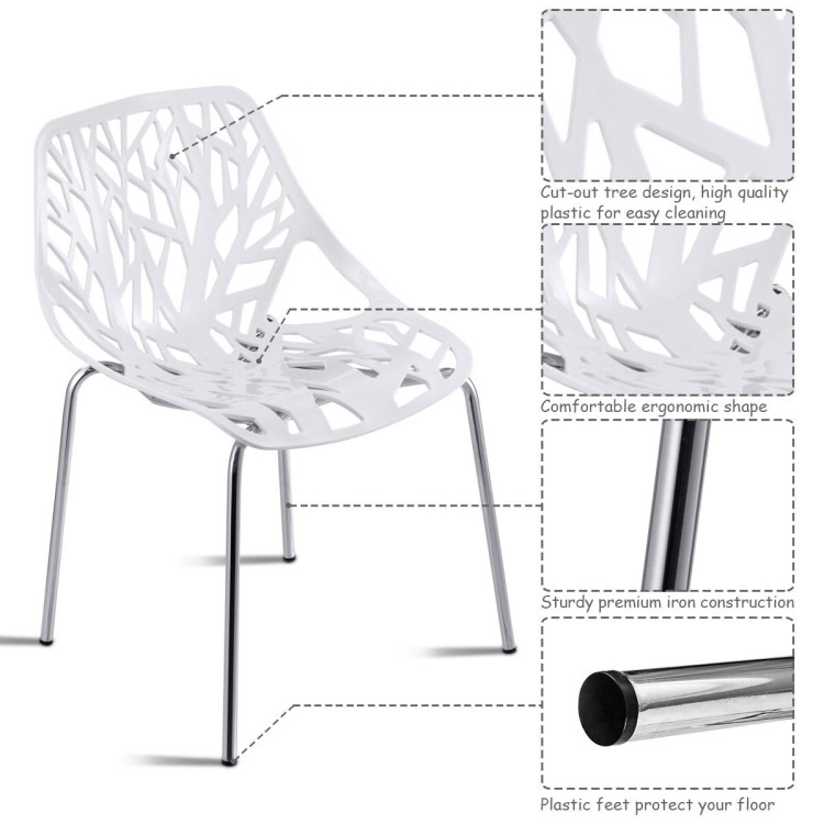 Set of 6 Accent Armless Modern Dining Chairs with Plastic Feet PadsCostway Gallery View 9 of 11