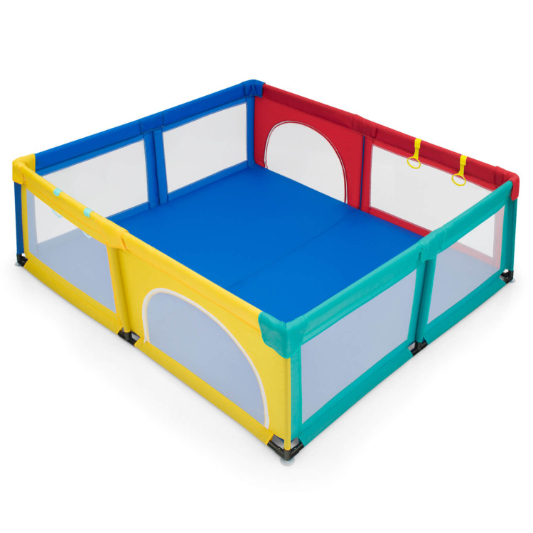 81 x 73 Inch Baby Playpen with Ocean Balls and Handlebars - Costway