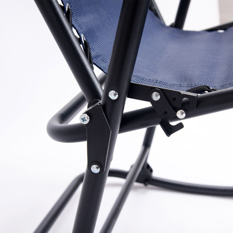 Outdoor Patio Headrest Folding Zero Gravity Rocking Chair-BlueCostway Gallery View 9 of 10
