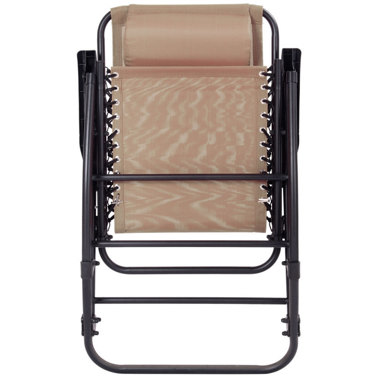 Outdoor Patio Headrest Folding Zero Gravity Rocking Chair-BeigeCostway Gallery View 6 of 10